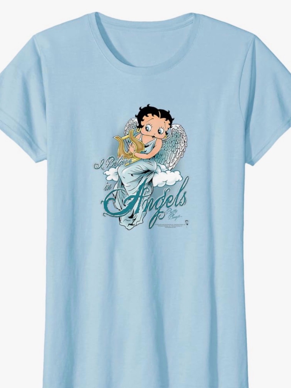 Gildan Light Blue Betty Boop Angel Graphic Tee